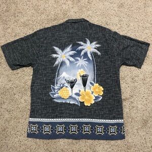 Tommy Bahama Hawaiian Silk Shirt Men’s Medium Black Tropical